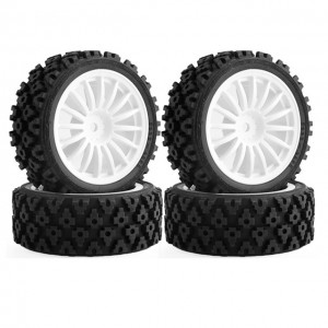 28mm Rubber Tire & ABS Rim Set For 1/10 TAMIYA XV-01 XV-02 Buggy Truck - XV01-T03