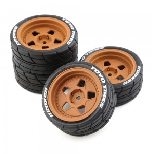 26mm Rubber Tire & ABS Rim Set For 1/10 TAMIYA XV-01 TT02 Car - XV01-TA02/BR