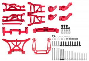 RCMODEL COMBO-SLASH2WD ALUMINIUM FULL COMBO ALU PARTS FOR RC 1/10 TRAXXAS SLASH 2WD RUSLTER BANDIT STAMPEDE - RED - COMBO-SLASH2WD/RE