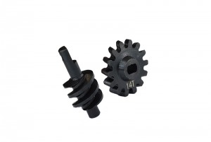 GPM CARBON STEEL OVERDRIVE DIFFERENTIAL WORM GEAR SET 12/13/14/16T AXIAL RC 1/24 4WD SCX24 CRAWLER - SCX2414TS-BK