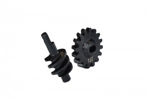GPM CARBON STEEL OVERDRIVE DIFFERENTIAL WORM GEAR SET 12/13/14/16T AXIAL RC 1/24 4WD SCX24 CRAWLER - SCX2416TS-BK