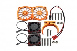 GPM MAKX018FANA ALUMINUM 7075-T6 MOTOR HEATSINK WITH DUAL METAL FRAME COOLING FAN AND ADJUSTABLE MOUNT TRAXXAS 1/8 4WD SLEDGE MONSTER TRUCK 95076-4 - ORANGE - MAKX018FANA-OR