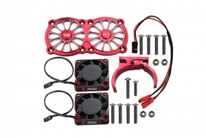 GPM MAKX018FANA ALUMINUM 7075-T6 MOTOR HEATSINK WITH DUAL METAL FRAME COOLING FAN AND ADJUSTABLE MOUNT TRAXXAS 1/8 4WD SLEDGE MONSTER TRUCK 95076-4 - RED - MAKX018FANA-R