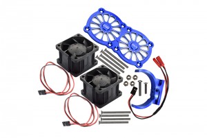 GPM MAKX018FANB ALUMINUM 7075-T6 MOTOR HEATSINK WITH DUAL COOLING FAN AND ADJUSTABLE MOUNT TRAXXAS 1/8 4WD SLEDGE MONSTER TRUCK 95076-4 - BLUE - MAKX018FANB-B