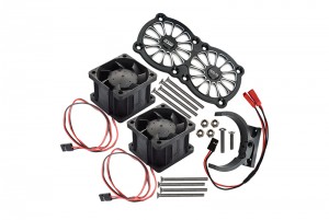GPM MAKX018FANB ALUMINUM 7075-T6 MOTOR HEATSINK WITH DUAL COOLING FAN AND ADJUSTABLE MOUNT TRAXXAS 1/8 4WD SLEDGE MONSTER TRUCK 95076-4 - BLACK - MAKX018FANB-BK