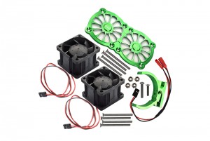 GPM MAKX018FANB ALUMINUM 7075-T6 MOTOR HEATSINK WITH DUAL COOLING FAN AND ADJUSTABLE MOUNT TRAXXAS 1/8 4WD SLEDGE MONSTER TRUCK 95076-4 - GREEN - MAKX018FANB-G