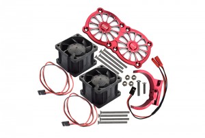 GPM MAKX018FANB ALUMINUM 7075-T6 MOTOR HEATSINK WITH DUAL COOLING FAN AND ADJUSTABLE MOUNT TRAXXAS 1/8 4WD SLEDGE MONSTER TRUCK 95076-4 - RED - MAKX018FANB-R