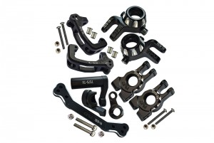 GPM SLEDGE COMBO SET A ALUMINIUM C-Hubs / Front & Rear Knuckle Arm / Steering Assembly For TRAXXAS 1/8 4WD SLEDGE MONSTER TRUCK 95076-4 - BLACK - SLE19212248-BK