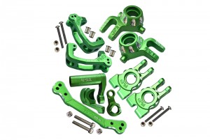 GPM SLEDGE COMBO SET A ALUMINIUM C-Hubs / Front & Rear Knuckle Arm / Steering Assembly For TRAXXAS 1/8 4WD SLEDGE MONSTER TRUCK 95076-4 - GREEN - SLE19212248-G