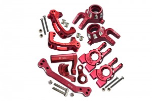 GPM SLEDGE COMBO SET A ALUMINIUM C-Hubs / Front & Rear Knuckle Arm / Steering Assembly For TRAXXAS 1/8 4WD SLEDGE MONSTER TRUCK 95076-4 - RED - SLE19212248-R