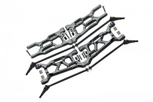 GPM LU40555694 Front & Rear Supsnesion Arm With CVD Set For LOSI 1/10 4WD LASERNUT TENACITY ULTRA 4 ROCK RACER LOS03028 - GUN SILVER - LU40555694-GS
