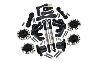 GPM BR10212248 COMBO SET Steering Assembly / Front Knuckle Arms / Brake Disk For LOSI 1/10 ELECTRIC 4WD BAJA REY DESERT TRUCK LOS03008 - BLACK - BR10212248-BK
