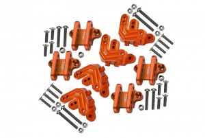 GPM LMT2830FR ALUMINUM FRONT / REAR UPPER LOWER SHOCK MOUNT LOSI 1/8 LMT 4WD SOLID AXLE MONSTER TRUCK LOS04022 - ORANGE - LMT2830FR-OR