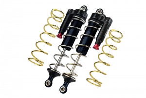 GPM MAKX187R/LA ALUMINUM 6061-T6 REAR L-SHAPE PIGGY BACK ADJUSTABLE SPRING DAMPERS 187mm ARRMA 1/5 4WD KRATON 8S BLX MONSTER TRUCK ARA110002T1/T2 - BLACK - MAKX187R/LA-BK-S