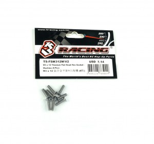 3RACING TS-FSM312M/V2 M3 x 12 Titanium Flat Head Hex Socket - Machine 8 Pcs - TS-FSM312M/V2