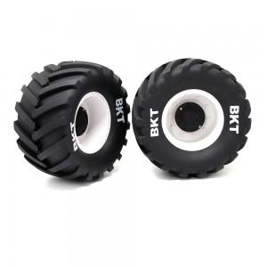 RUBBER TYRE AND RIM SET 1 PAIR FOR LOSI LMT / USA-1 / SMT10 MAX-D 1/8 1/10 MONSTER - WHM-01/WI