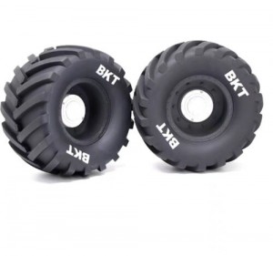 RUBBER TYRE AND RIM SET 1 PAIR FOR LOSI LMT / USA-1 / SMT10 MAX-D 1/8 1/10 MONSTER - WHM-01/BK