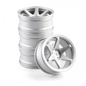 ABS 6 SPOKE Wheel Rim 12mm HEX 1/10 TAMIYA TT02D SAKURA DRIFT RC D4 D5 CAR - SILVER - WH04-SI