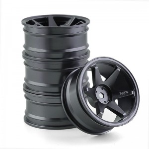 ABS 6 SPOKE Wheel Rim 12mm HEX 1/10 TAMIYA TT02D SAKURA DRIFT RC D4 D5 CAR - WH04-BK