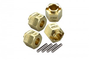 GPM TRX4M010X/7 BRASS 7MM WHEEL HEX HUB EXTENDERS +1.5mm TRAXXAS 1/18 TRX4-M  FORD BRONCO 97074-1 / DEFENDER 97054-1 - TRX4M010X/7-OC