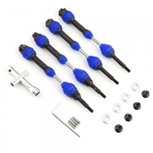 FULL HD CVD DRIVE SHAFT SET W/ DUST COVER 6851R 6852R TRAXXAS HOSS RUSTLER SLASH RC TRUCK - BLUE - TRX-6851/BU