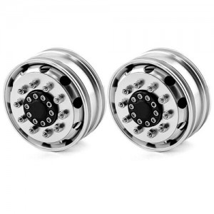 ALLOY FRONT WHEEL SET FOR 1/14 RC TAMIYA TRACTOR TRUCK SCANIA R620 MAN - TAM01F