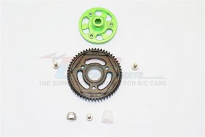 ALUMINIUM SPUR GEAR ADAPTER STEEL GEAR 55T -   AXIAL SCX10 II - Green - SSCX21555T-G