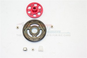 ALUMINIUM SPUR GEAR ADAPTER STEEL GEAR 55T -   AXIAL SCX10 II - Red - SSCX21555T-R