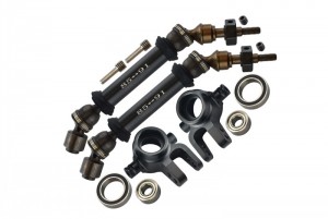 GPM SSLA1280FH21 ALUMINIUM WIDEN FRONT CVD DRIVE SHAFT W/ KNUCKLE ARM TRAXXAS SLASH / RUSTLER 4X4 - BLACK - SSLA1280FH21-BK