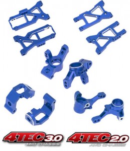 ALUMINIUM COMBO UPGRADE PARTS ALU F & R A ARM KNUCKLE C-HUB 1/10 TRAXXAS 4 TEC 2.0 / 4TEC 3.0 CAR - COMBO-4TEC/B