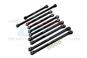 GPM UTB1449162 ALUMINUM 7075-T6 FRONT & REAR CHASSIS LINKS PARTS TREE W/ FRONT STEERING LINK ROD AXIAL 1/18 UTB18 CAPRA 4WD UNLIMITED TRAIL BUGGY AXI01002 - BLACK - UTB1449162-BK