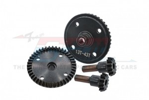 GPM MAS1343TS/2 STEEL FRONT AND REAR DIFF BEVEL GEAR 43T & PINION GEAR 13T AR310441 ARRMA SENTON TYPHON INFRACTION LIMITLESS - MAS1343TS/2-BK