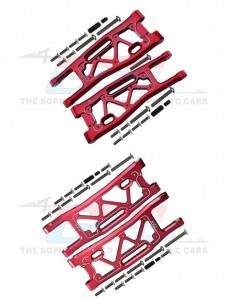 GPM SLE05556 FULL SET FRONT AND REAR LOWER SUSPENSION ARM 1/8 TRAXXAS 4WD SLEDGE MONSTER - RED - SLE05556-R
