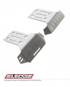 FRONT & REAR BUMPER PLATE SKID STAINLESS STEEL TRAXXAS RC 1/8 SLEDGE MONSTER 95076-4 - SLE004FR