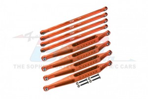 GPM LMT1449 ALUMINIUM 7075-T6 UPPER & LOWER LINK BAR SET LOSI 1/8 LMT 4WD SOLID AXLE MONSTER TRUCK LOS04022 - ORANGE - LMT1449-OR