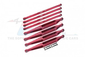 GPM LMT1449 ALUMINIUM 7075-T6 UPPER & LOWER LINK BAR SET LOSI 1/8 LMT 4WD SOLID AXLE MONSTER TRUCK LOS04022 - RED - LMT1449-R