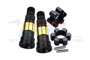 GPM TXM8+1210/JT HARDEN STEEL #45 FRONT/REAR CVD JOINT +12mm ALUMINIUM 7075-T6 WHEEL HEX HUBS 7753 7756 TRAXXAS 1/5 RC X-MAXX 6S MONSTER - BLACK - TXM8+1210/JT-BK