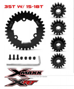 STEEL SPUR GEAR - 35T M1.5 W/ PINION SET 1/5 TRAXXAS XRT / X-MAXX 6S 8S MONSTER - 35T W/ 15-18T - TXM035TS1518T