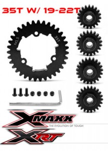STEEL SPUR GEAR - 35T M1.5 W/ PINION SET 1/5 TRAXXAS XRT / X-MAXX 6S 8S MONSTER - 35T W/ 19-22T - TXM035TS1922T