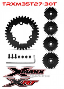 STEEL SPUR GEAR - 35T M1.5 W/ PINION SET 1/5 TRAXXAS XRT / X-MAXX 6S 8S MONSTER - 35T W/ 27-30T - TXM035TS2730T