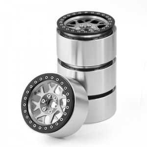 Universal Aluminium 2.2 Inch 45mm Beadlock Wheel Rims Set 1/10 RC AXIAL RBX10 WRAITH / TRAXXAS TRX-4 CRAWLER - SILVER - WH05/SI