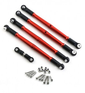 Aluminium Front & Rear Tie Rod Set W/ Steering Rod For ARRMA 1/8 KRATON OUTCAST 6S BLX - RED - MAK135/RE