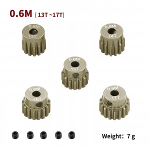 Aluminum 7075 Hard Coated M0.6 Pinion Gear Set 13 - 33T 3.175mm Holes 1/10 TAMIYA TT02 XV02 Car - PG061317T