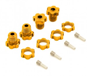 Aluminum Splined Wheel Hubs -17mm 5353X TRAXXAS 1/10 E-Maxx T-Maxx 2.5 Revo 3.3 Summit Monster Truck - GOLD - TRX-5353X/GO