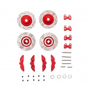 Aluminum Brake Discs Calipers Set For TRAXXAS 1/10 TRX-4 Defender Bronco G500 TRX6 G63 Crawler Truck - RED - TR4-010/RE