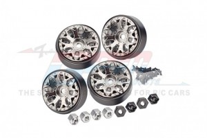 ALUMINUM 1 INCH BEADLOCK WHEEL RIMS SET TRAXXAS 1/18 4WD TRX-4M / 1/24 AXIAL SCX24 CRAWLER - SILVER - TRX4MZSP1113-S