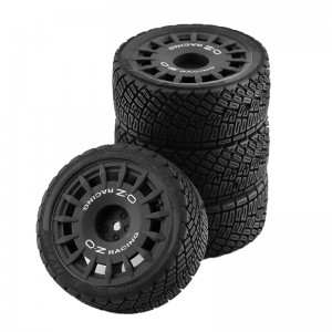 Offroad Rubber Tyre and Rim Set -12mm Hex For 1/10 RC TAMIYA TT02 XV01 XV02 TA06 Rally Truck - BLACK - TY006/BK