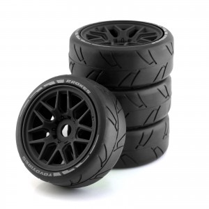 BBS Spoke Rally Rubber Tyre and Rim Set -17mm Hex For 1/8 ARRMA Infraction 3S BLX - BLACK - TY007/BK