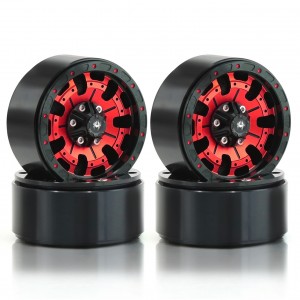 Aluminum 1.9 Inch Beadlock Wheel Rim Red / Gold For 1/10 RC ROCK CRAWLER AXIAL SCX10 TRAXXAS TRX-4 - RED - TR190005/RE