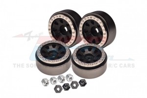 ALUMINUM 1-INCH 8 POLES BEADLOCK WHEEL RIMS SET TRAXXAS 1/18 4WD TRX4M / AXIAL 1/24 SCX24 Crawler - TRX4MZSP1216-BK